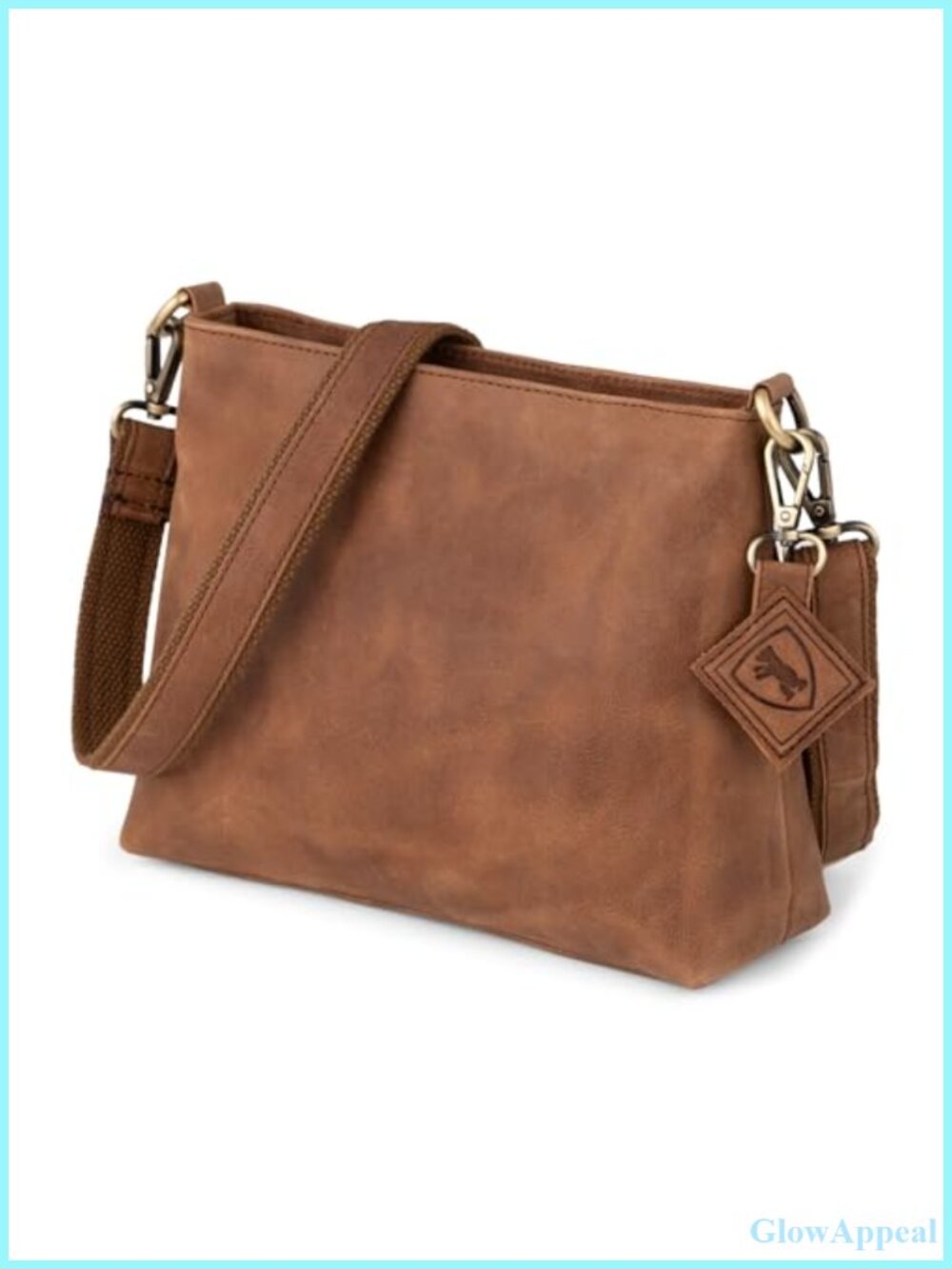 Full Grain Buffalo Leather Crossbody Bag with Detachable Pouch & Lucky Charm